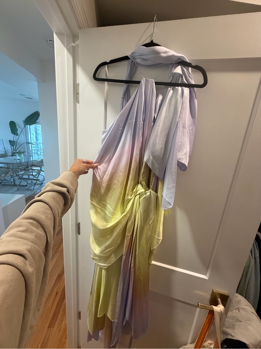 Zimmermann Pastel Yellow and Lavender Asymmetrical Halter Dress - Picture 3 of 4